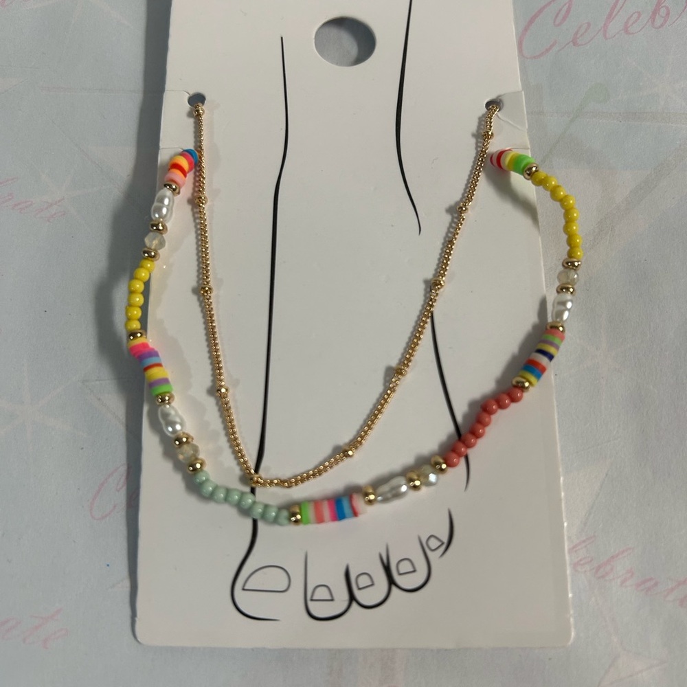 GAP Multicolor Beaded Ankle Bracelet Set